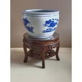 跳舞凳水缸凳圆家用木头花架中式 客厅盆景鱼缸酒坛实木花架木底座