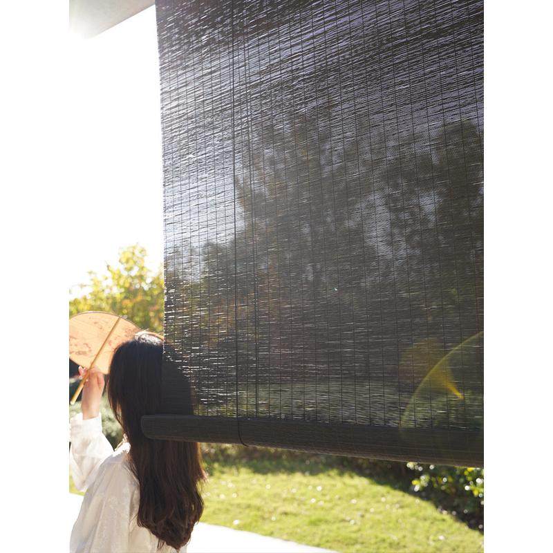 室外防霉防水竹帘卷帘酒店茶室半透光竹卷帘升降隔断竹帘免加漆,居家布艺,成品窗帘,淘宝优惠券,粉丝福利购,淘宝优惠卷