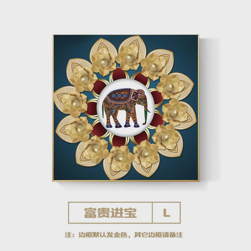 轻奢餐厅壁画正方形玄关装饰画后现代样板房客厅抽象卧室床头挂画图片