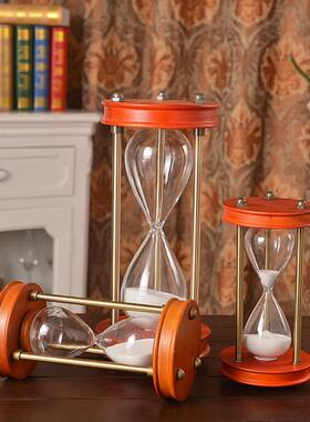 创意实木大中小圆形沙漏计时器摆件家居家饰品分钟办公室桌面摆件