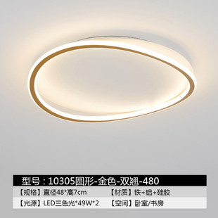 全屋套餐吸顶灯极简圆形现代led金色轻奢房间几何无频闪护眼灯具