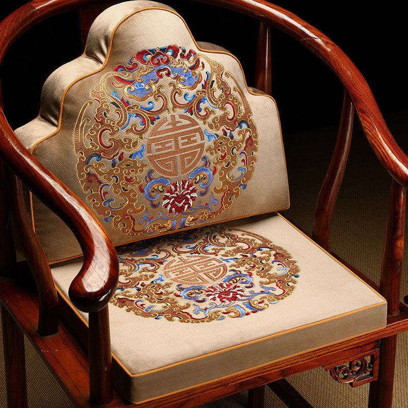 中式靠山靠枕茶椅垫坐垫靠背一体红木椅子座垫沙发垫云靠垫圈椅枕