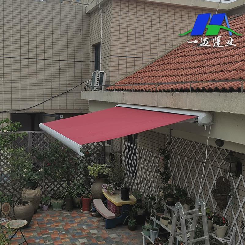 阳台全盒遮阳篷别墅庭院遮雨棚电动遥控伸缩式防晒折叠露台帐蓬
