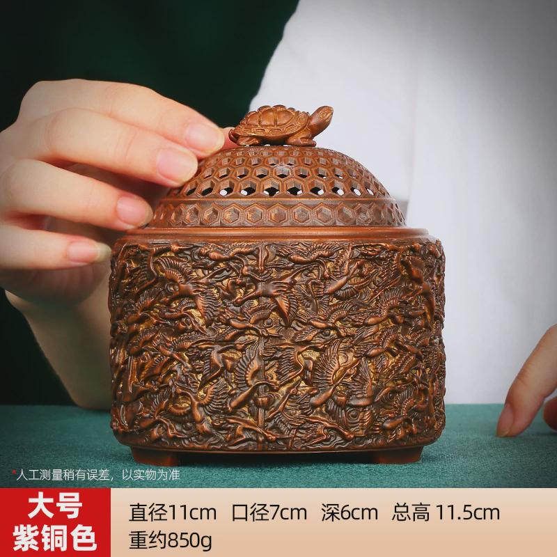 铜欣祥黄铜千鹤香炉家居办公室桌面龟摆设延年铜香炉工艺品鹤