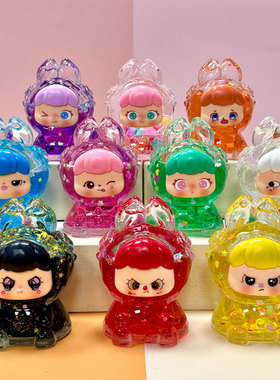 液体流沙摆件绝美爆闪解压大号梦梦兔入油儿童创意亚克力桌面饰品