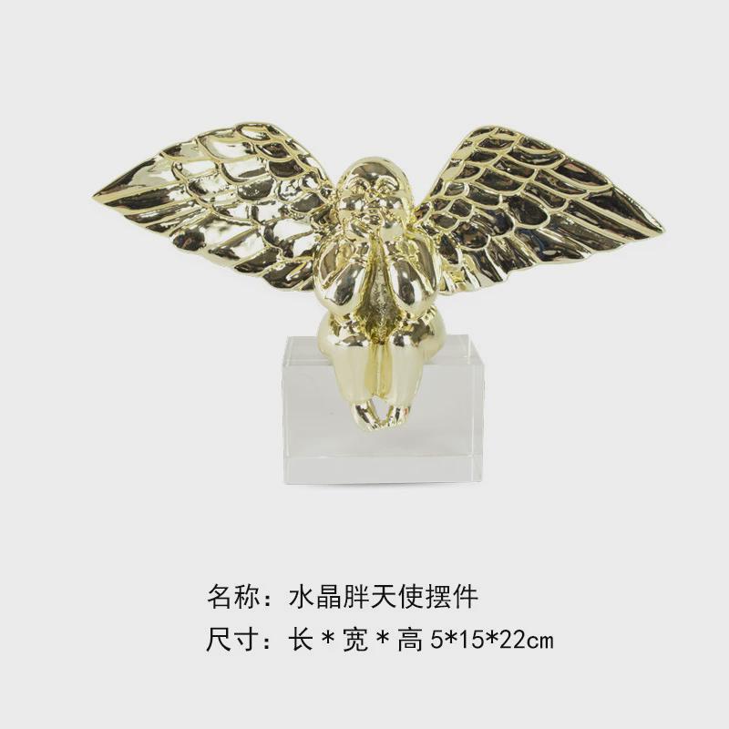 现代轻奢水晶胖天使可爱摆件样板房橱柜电视柜软装饰品家居酒店