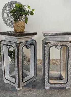 石雕落地中式花园大理石户外底座花台盆景供花几庭院花架摆件厂家