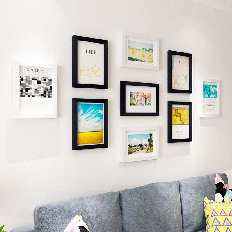 定制照片墙客厅7寸影楼免打孔创意组合九宫格墙壁9宫格相框挂墙