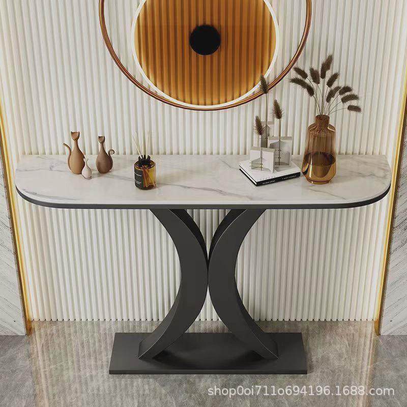 轻奢岩板玄关桌半圆端景台简约靠墙条案桌现代入户玄关柜玄关台,家居饰品,现代装饰画,淘宝优惠券,粉丝福利购,淘宝优惠卷