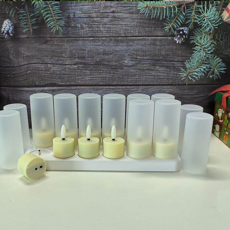 led蜡烛暖灯定时12座充电茶蜡万圣节生日派对氛围装饰小夜灯摆件