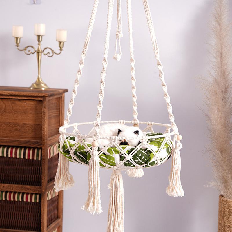 四季通用手工编织猫窝ins宠物吊篮吊篮吊架吊篮网兜波西米亚猫猫