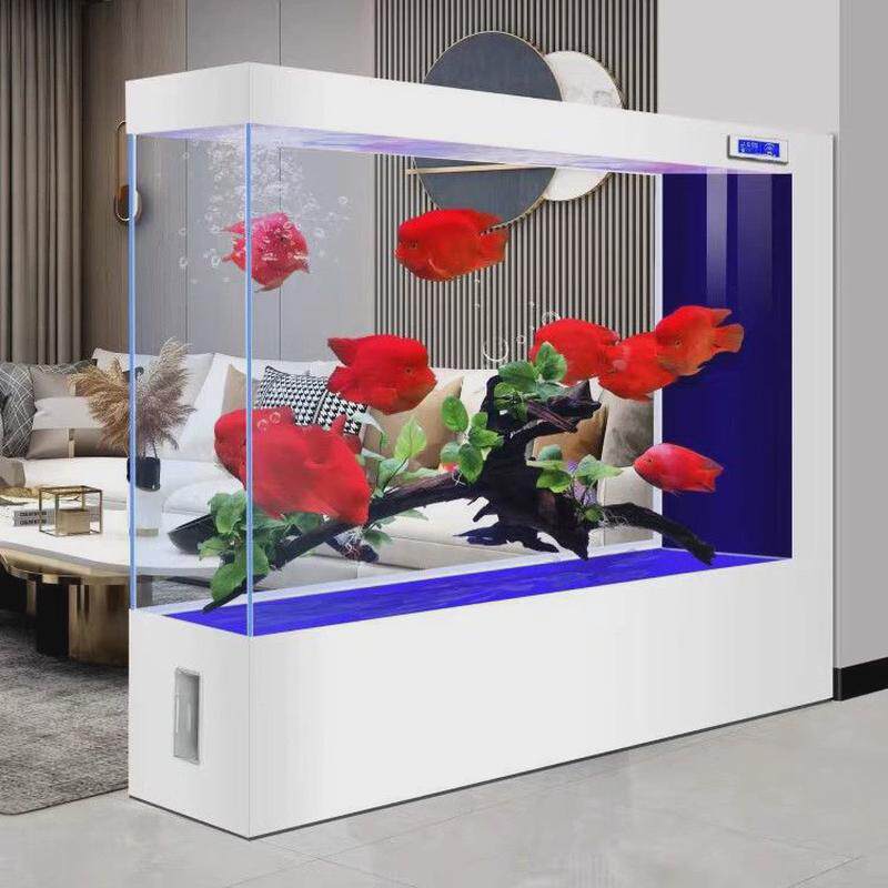 W網4超白玻璃方形鱼缸客厅家用新款屏风隔断免换水族箱懒人生态金