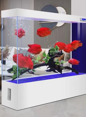 W網4超白玻璃方形鱼缸客厅家用新款屏风隔断免换水族箱懒人生态金