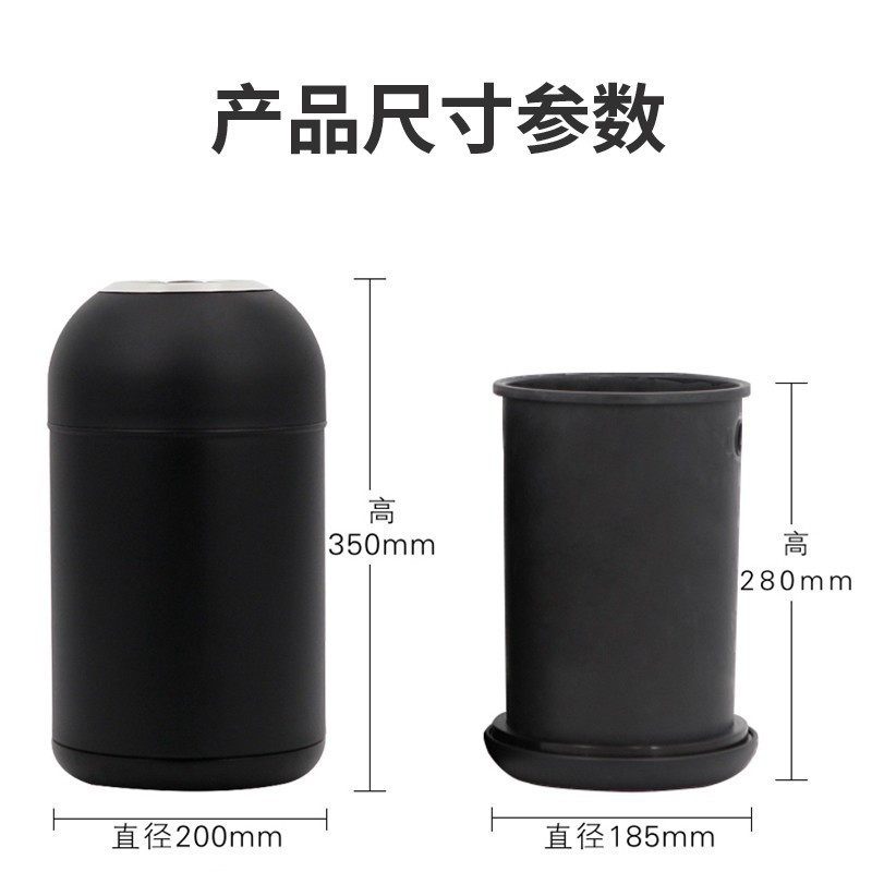 9升无盖圆形垃圾桶不锈钢北欧厨房客厅厨房卧室办公室公寓收纳箱