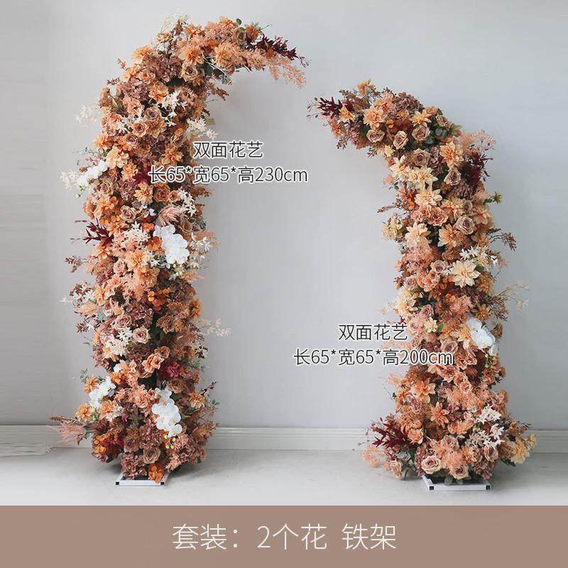 大型落地木架花复古牛角花拱门仿真门花艺婚庆背景迎宾布置花
