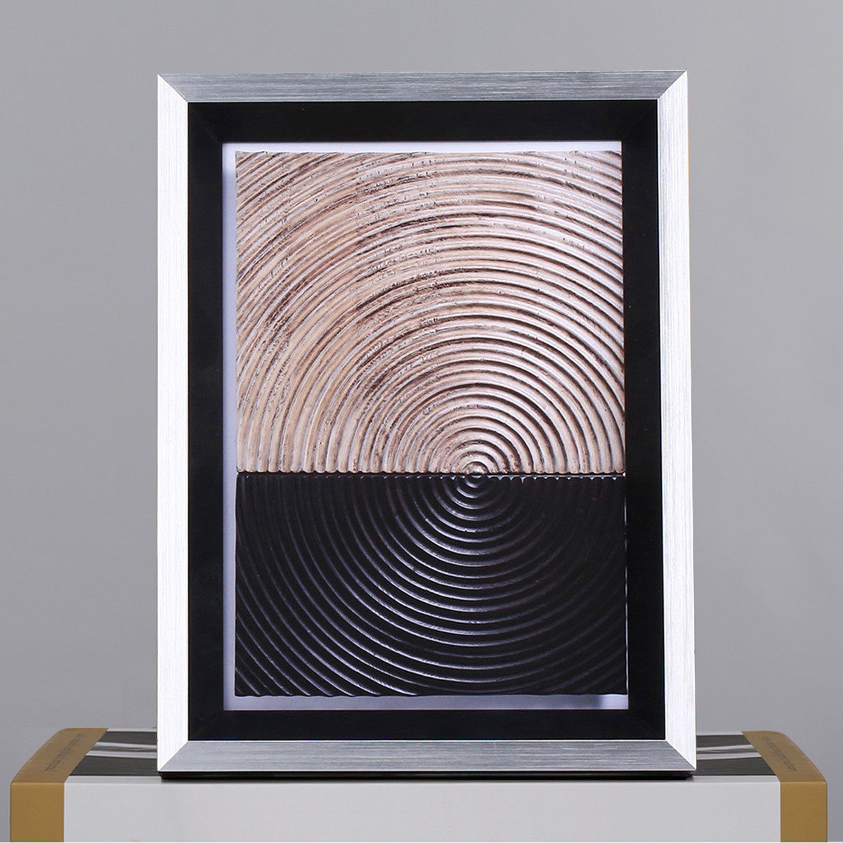 银黑色实木相框摆台 金属拉丝相框 轻奢样板房样板间实木相框摆台