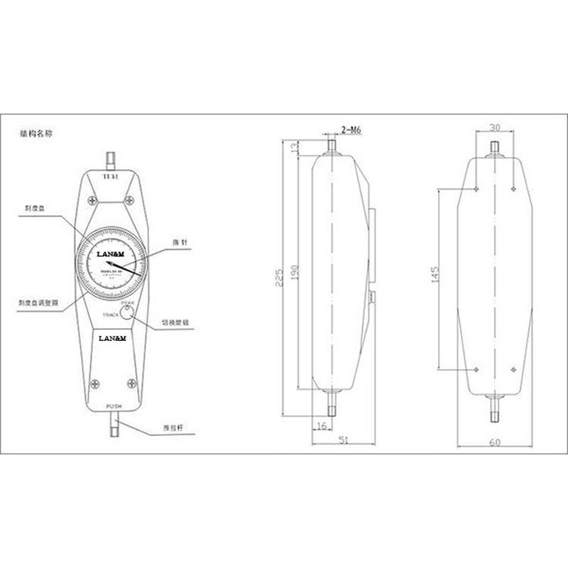 热销上海联羽sn指针式推拉力计sn-100n分辩率0.5n测力计仪器拉力