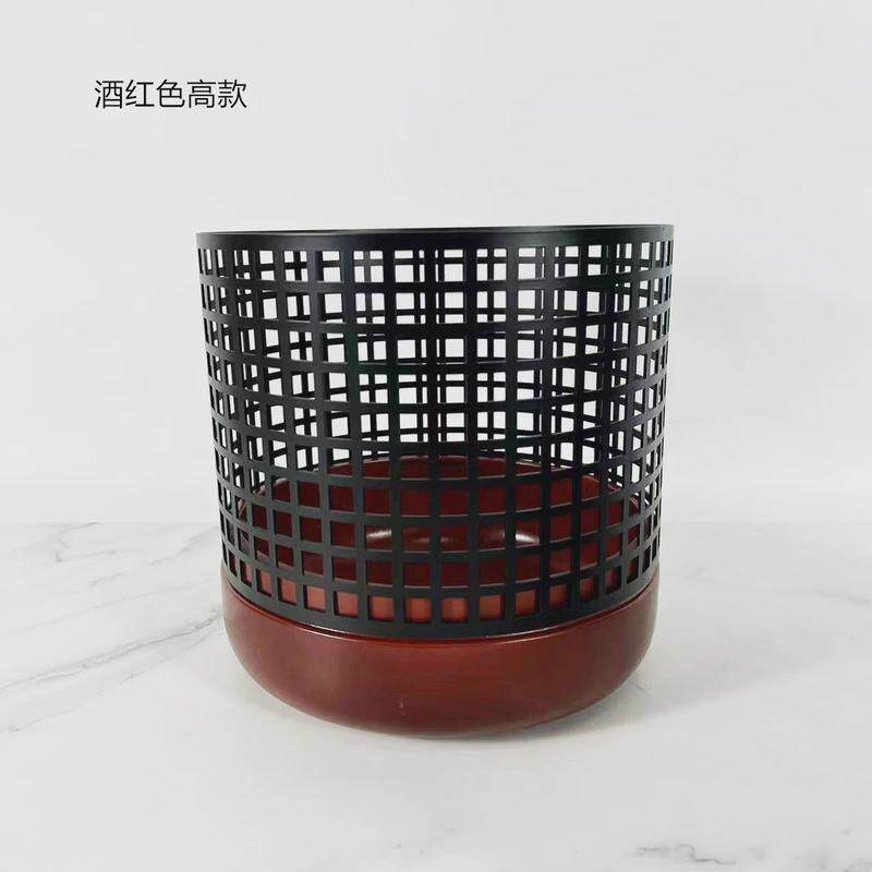 简约现代铁艺镂空网格果盘装饰品摆件民宿样板房客厅餐厅软装饰品