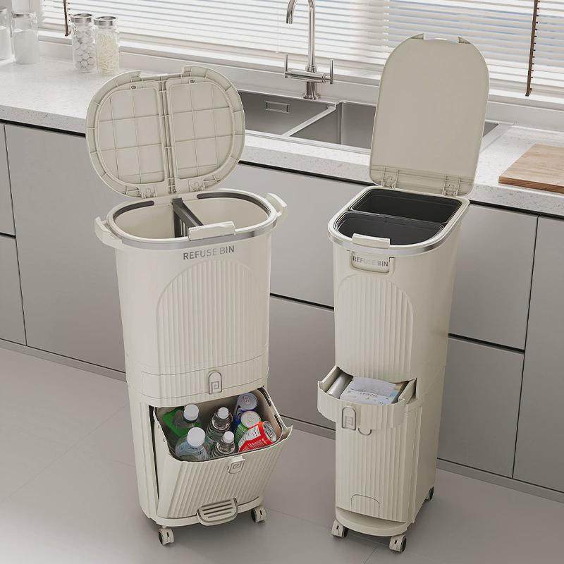 分类垃圾桶家用2024新款厨房专用桶高款大号大容量免弯腰干湿分离