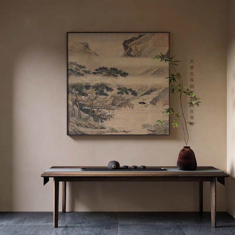 新中式客厅餐厅挂画山水酒店别墅玄关卧室装饰画风景民宿方型国画