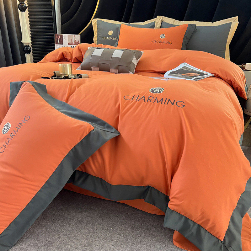 床上四件套学生宿舍三件套水洗棉刺绣被套磨毛被罩床单床笠款轻奢