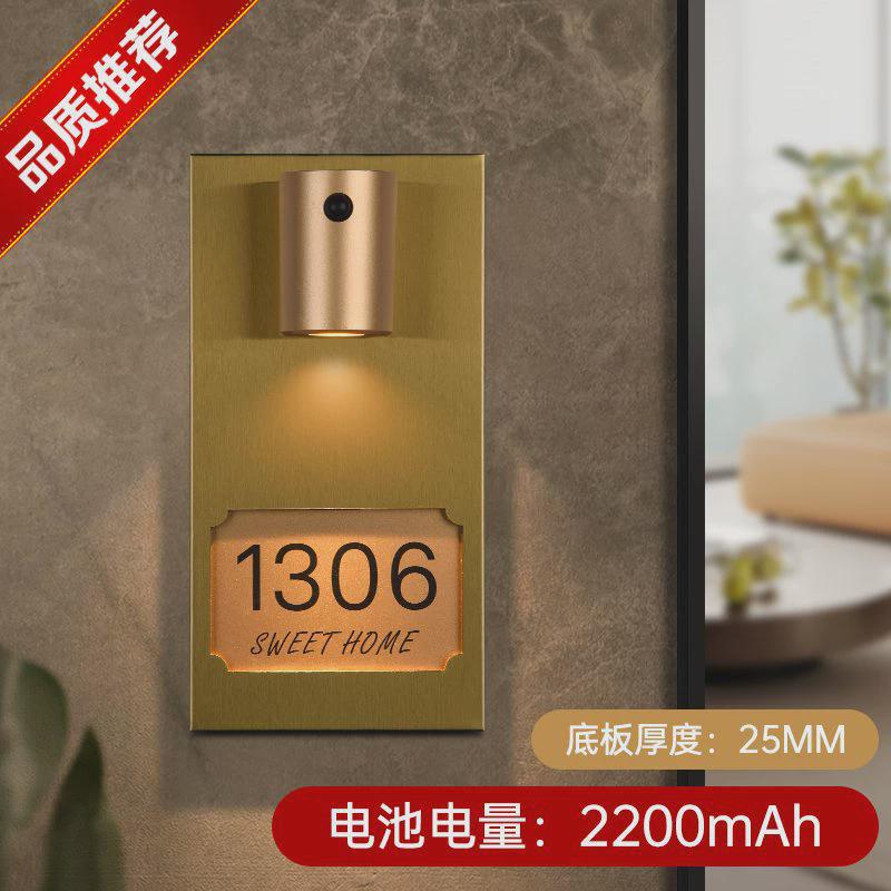 不锈钢充电感应门牌号标识牌房号牌制作创意亚克力磁吸氛围灯发光