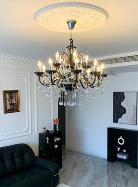 2024新款法式卧室复古餐客厅现代大气高级感轻奢主水晶吊灯色灯黑