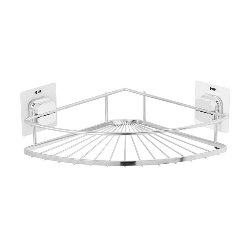 客必屋浴室三角置物架不锈钢免打孔厨房卫生间挂壁式无痕贴收纳架