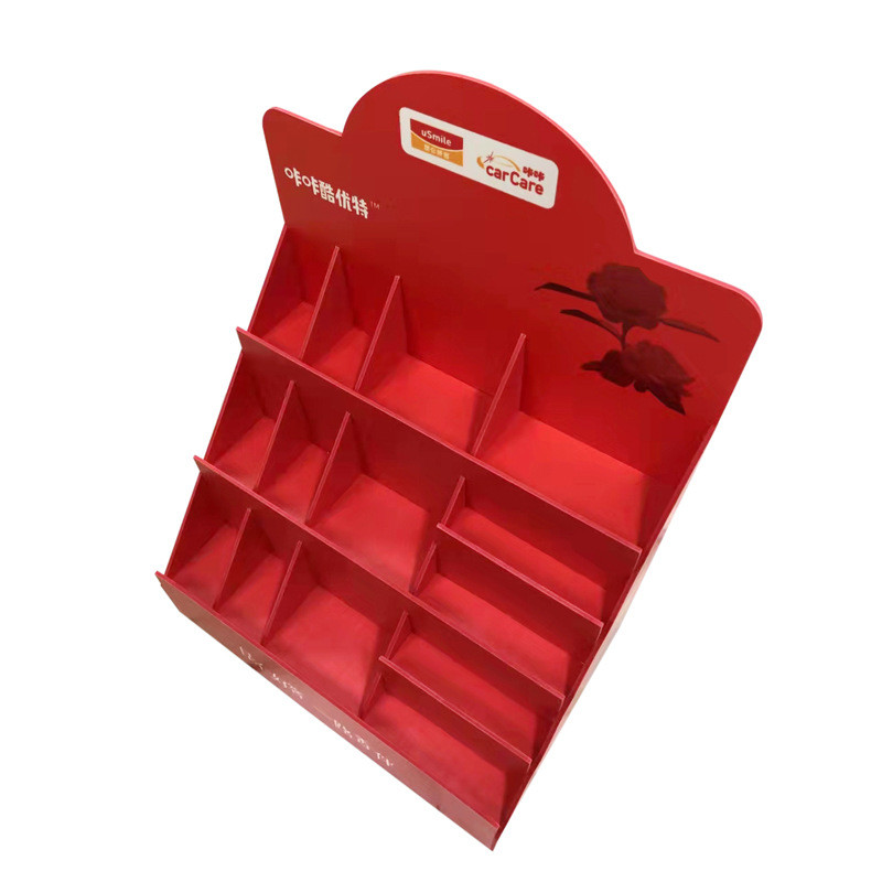 亚克力展示柜商品红色雪弗板展示架商场柜台多功能阶梯异形陈列架