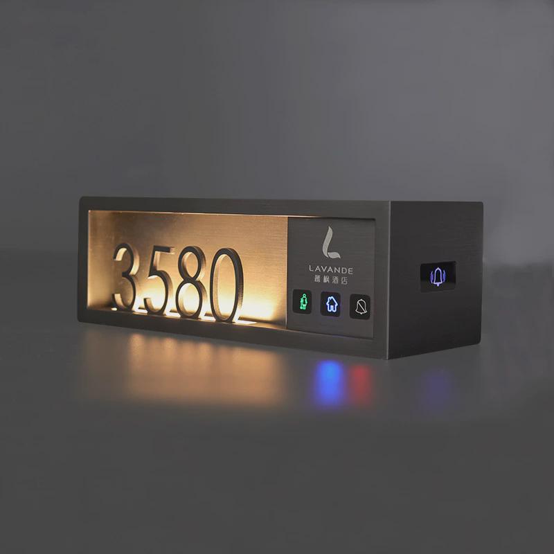 镶嵌门牌号酒店发光门牌不锈钢宾馆电竞客房电子带门铃转角式