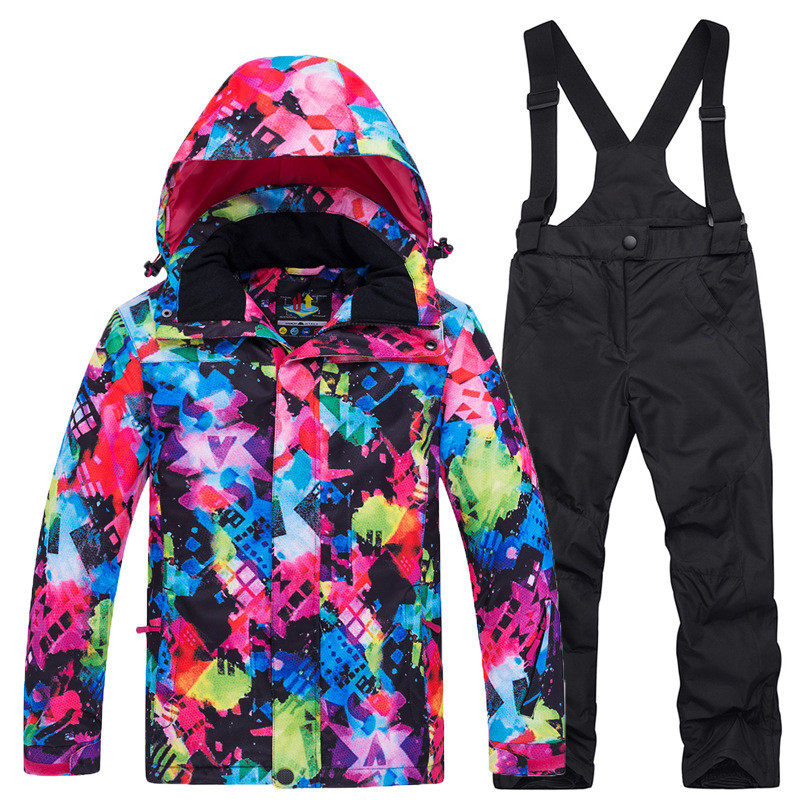 新款儿童衣服套装男童女童户外加厚保暖滑雪滑雪服两件套