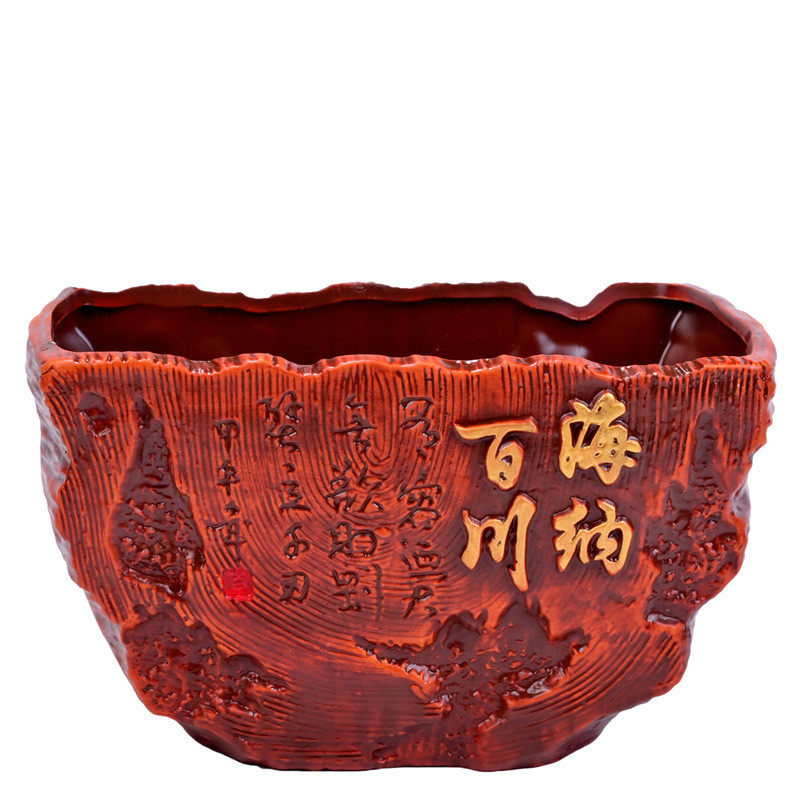千载艺瓷创意海纳百川红镶陶多肉绿植花器家居陶瓷红土花盆器皿,鲜花速递/花卉仿真/绿植园艺,花盆,淘宝优惠券,粉丝福利购,淘宝优惠卷