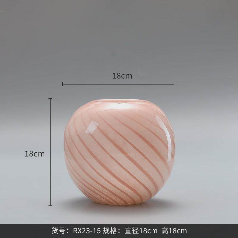 花瓶摆件粉色条纹葫芦水培玻璃bestwest家居软装样板间装饰花器