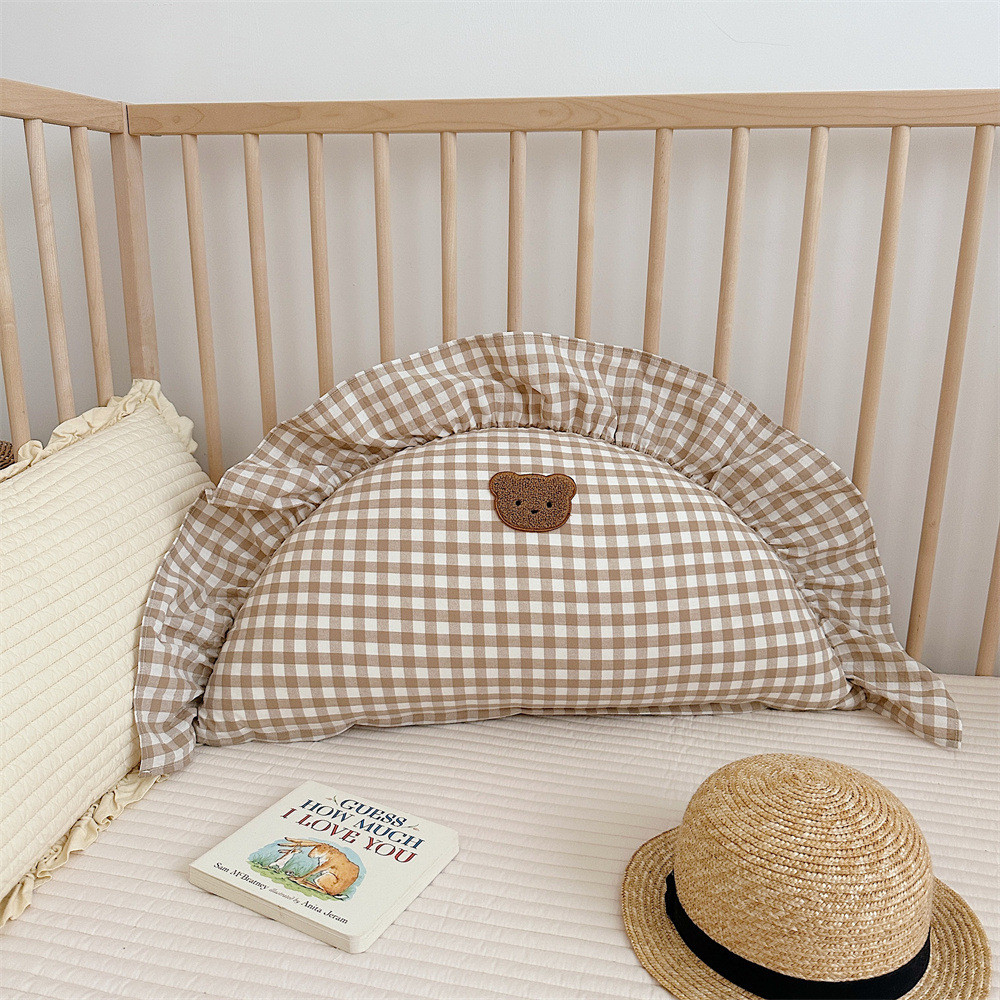 韩系ins少女心小清新荷叶花边饺子枕水洗棉靠背抱枕腰靠枕圆柱枕