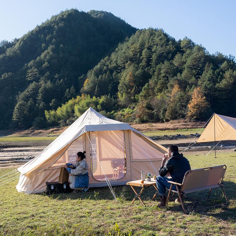 户外大小途锐轻奢帐篷双门蒙古包家庭野营防雨加厚多人露营屋脊帐