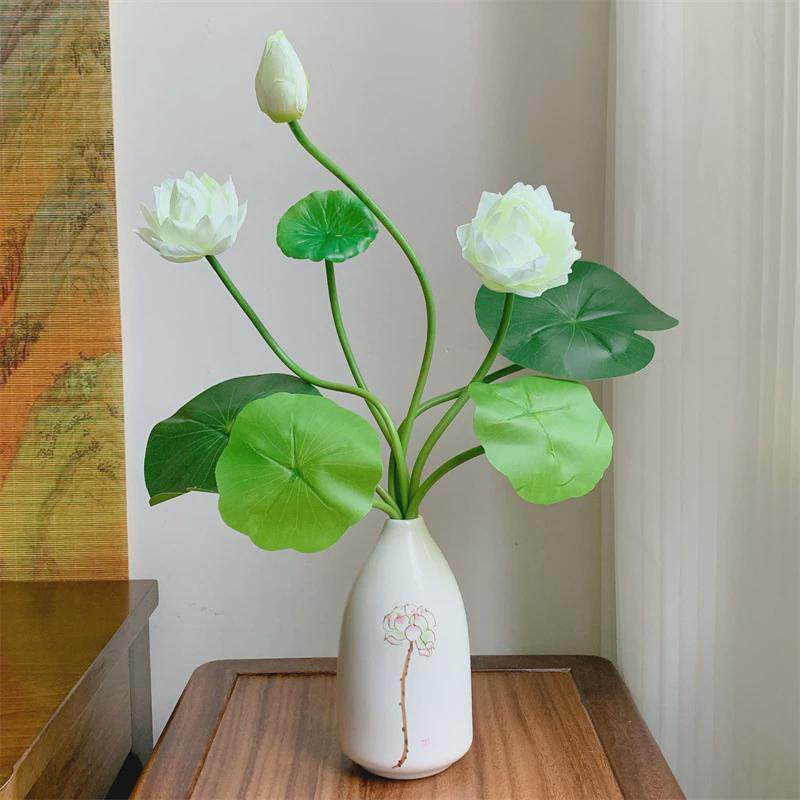 荷花花新中式莲花花束假花摆件客厅插花摆设花艺莲蓬道具