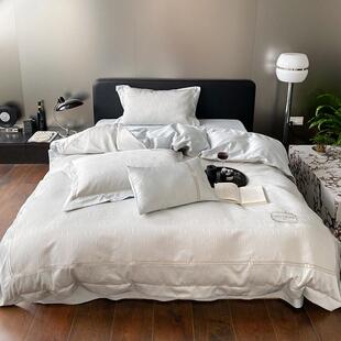 z655双层少女100支长绒棉全棉四件套轻奢高精密提花刺绣被套床上