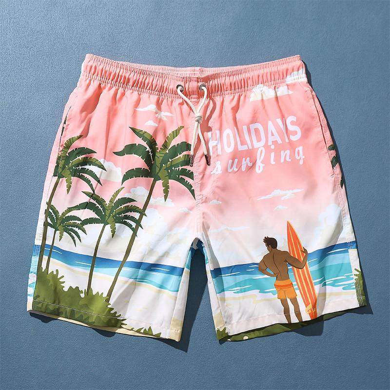 海滩风情印花沙滩裤男宽松泳裤夏季海边士速干可下水休闲度假新款