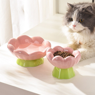 Miapet高颜值陶瓷宠物碗郁金香猫碗狗食盆高脚护颈不易打翻喝水碗