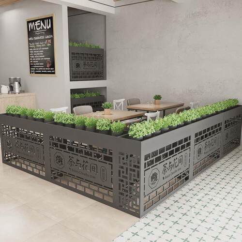 铁艺装饰餐厅隔断花架矮屏风围栏绿植花架酒吧工业风过道护栏