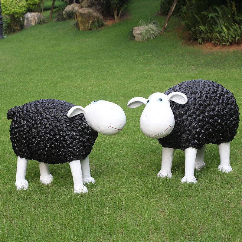 j6da羊雕塑户外小品摆件园林景观绿化草坪玻璃钢动物雕塑小区装饰