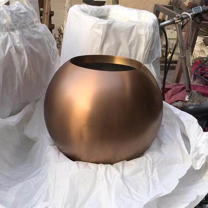 不锈钢花盆花瓶商场落户外花器商场圆形花盆地大圆球花槽花箱厂家