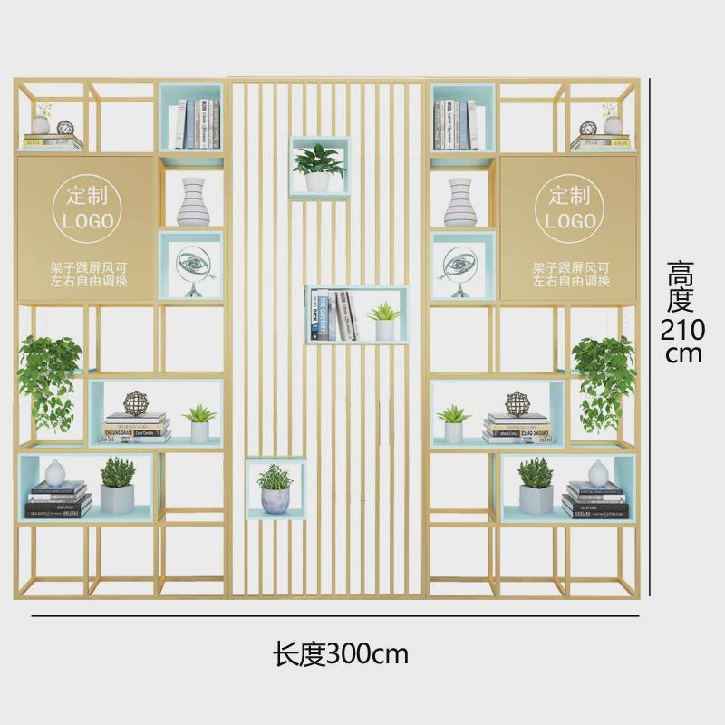 铁艺办公室书架简约镂空格栅logo美发美容院屏风隔断置物架收纳柜