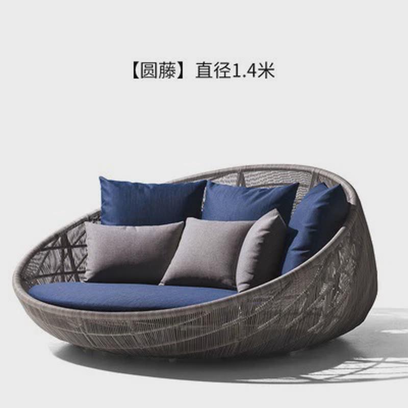 户外藤椅沙发圆床庭院防晒阳台藤艺桌椅露台休闲躺床双人藤编家具