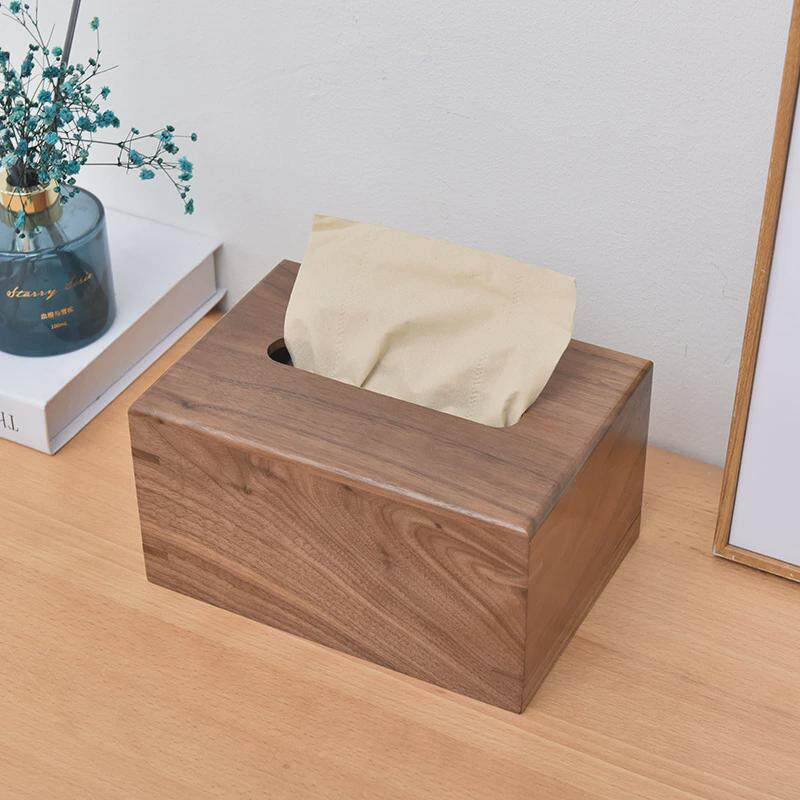 创意黑胡桃木纸巾盒客厅纸抽盒抽纸盒简约家用新中式木质餐巾实木
