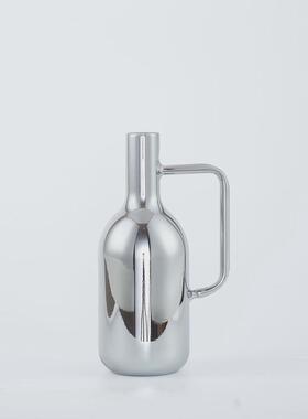北欧简约创意手把银色透明玻璃壶酒店样板间摆放装饰壶酒具醒酒器