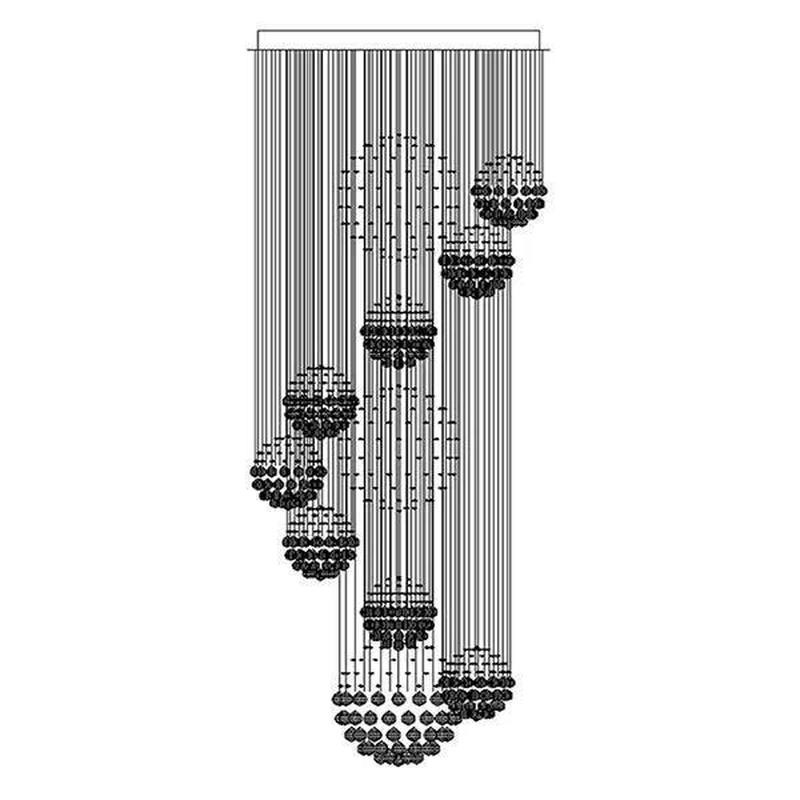 复式楼大水吊线灯晶现代豪华别墅跃层客厅圆形楼中楼梯长吊灯