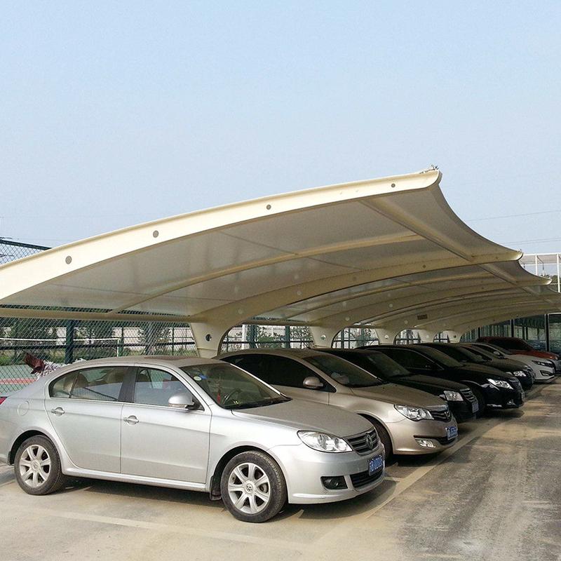 厂家销售七字形汽车停车棚定制户外钢膜结构汽车停车棚