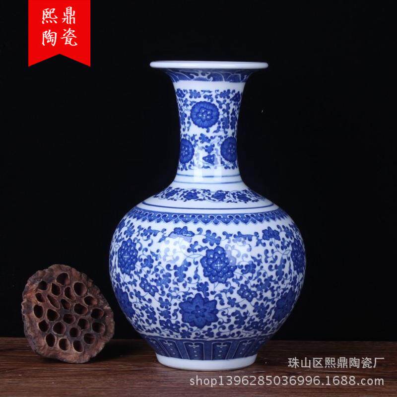 景德镇陶瓷仿古青花瓷花瓶花插现代中式工艺品家居客厅装饰摆件
