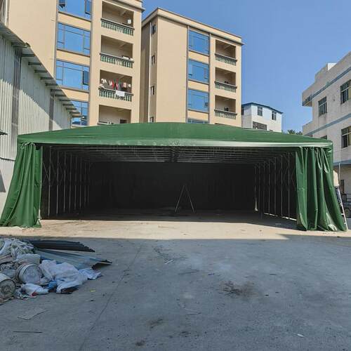 伸缩推拉雨棚活动遮阳停车棚大排档帐篷仓库挡雨棚大型移动雨棚